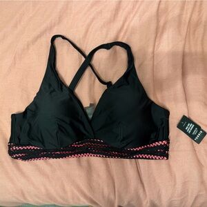 Torrid Black and Coral Bikini Top Only